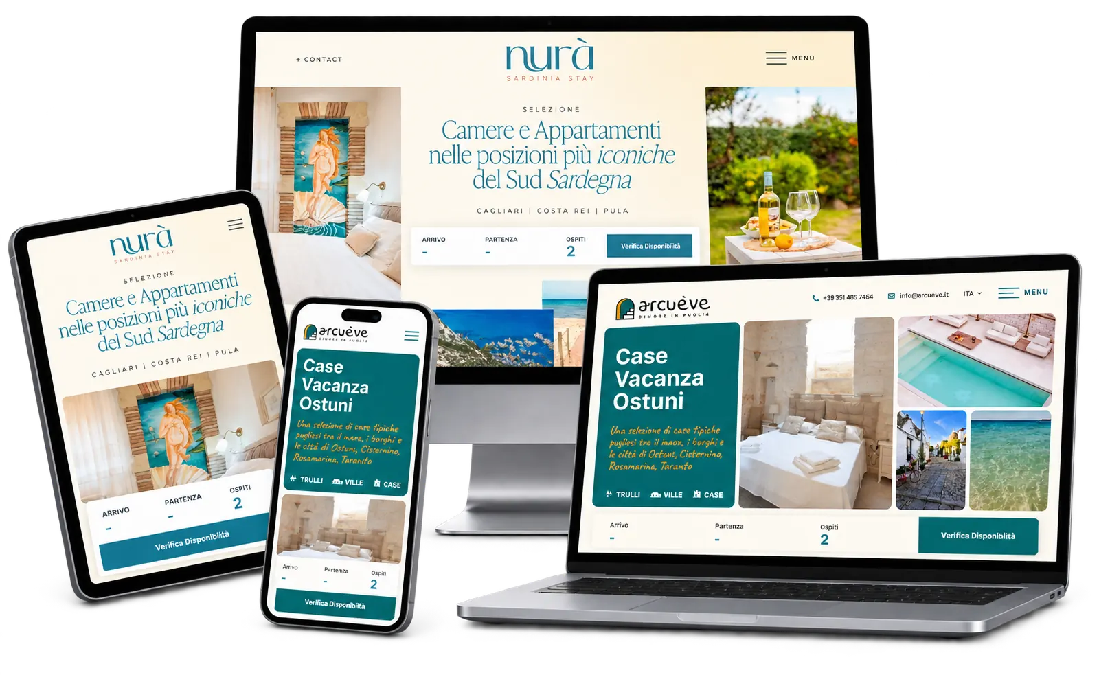 Sito BrandWeb visualizzato su computer, tablet e smartphone